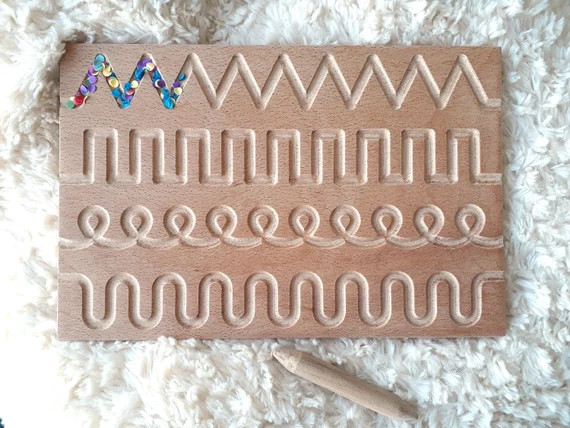 Prewriting & Shapes Wood Tracing Board, Montessori Learning Board, Waldorf Learning Board, Christ... | Etsy (US)