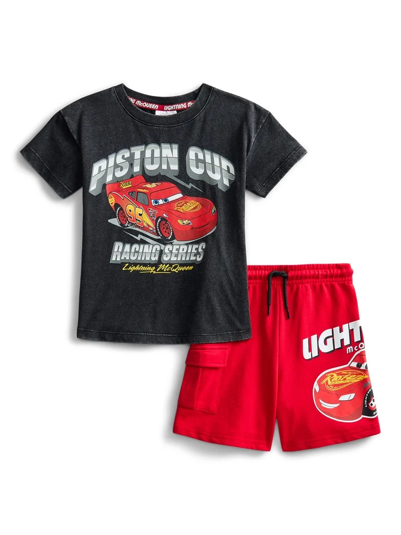 Pixar Cars Toddler Boys Short Sleeve Graphic Tee and Matching Shorts Set, 2-Piece, Sizes 12M-5T | Walmart (US)
