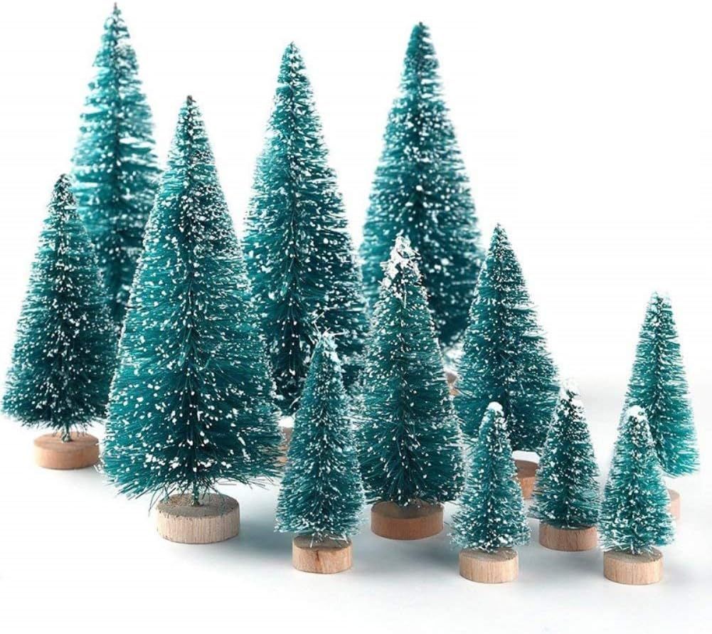 LOVEINUSA 34Pcs Mini Sisal Snow Frost Trees, Bottle Brush Trees 5 Sizes Christmas DIY Decoration ... | Amazon (US)