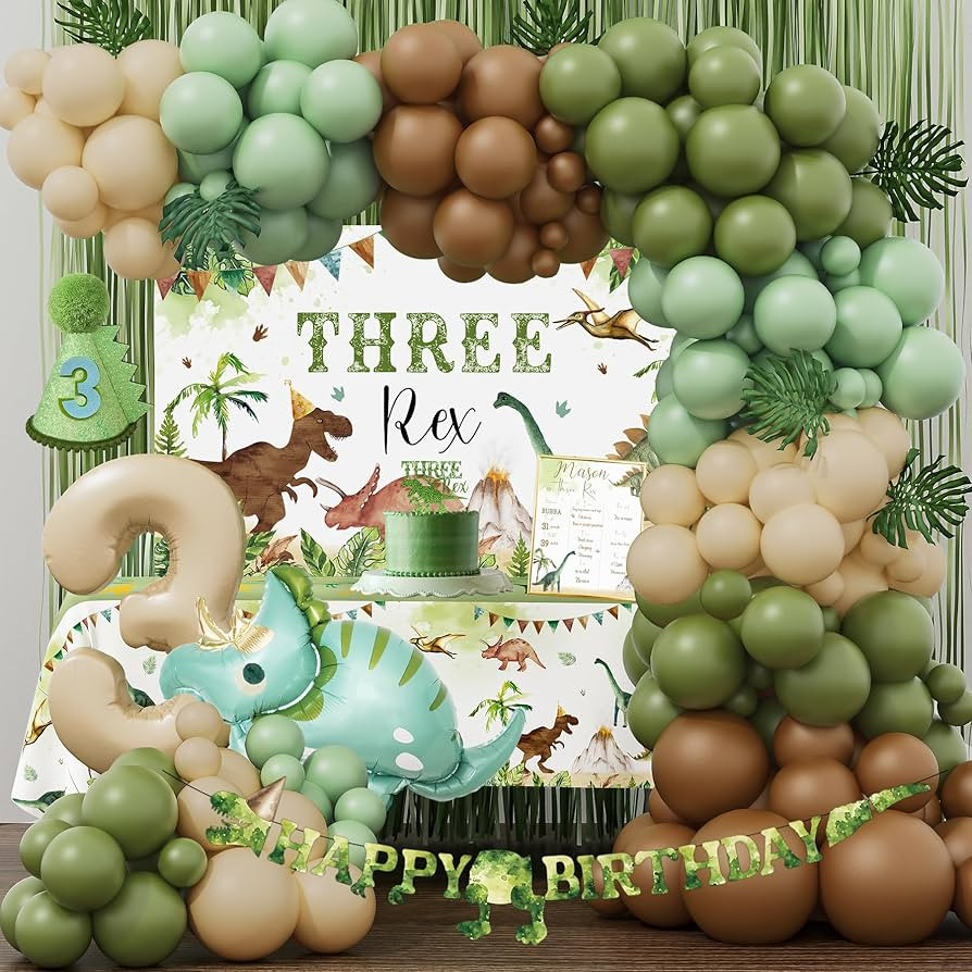 Three Rex Birthday Party Decorations Boy, Dinosaur 3rd Birthday Party Supplies, Three Rex Backdro... | Amazon (US)