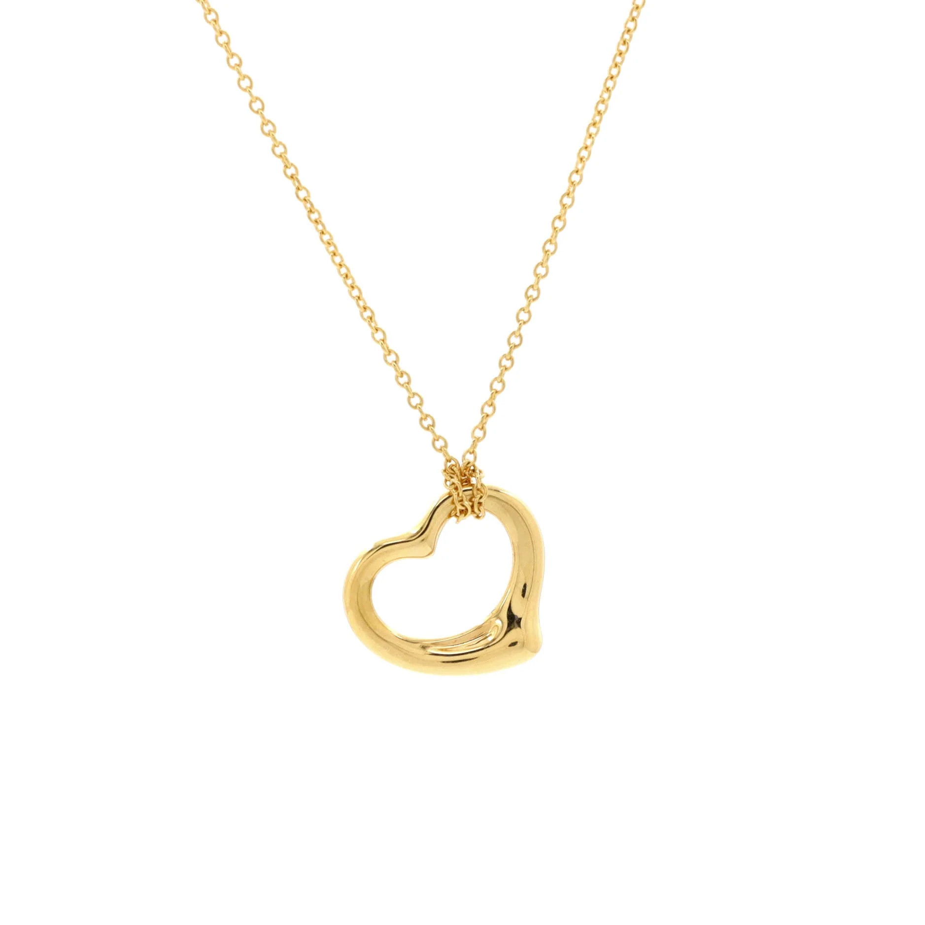 Elsa Peretti Open Heart Pendant Necklace 18K Yellow Gold 16mm | Shop Simon