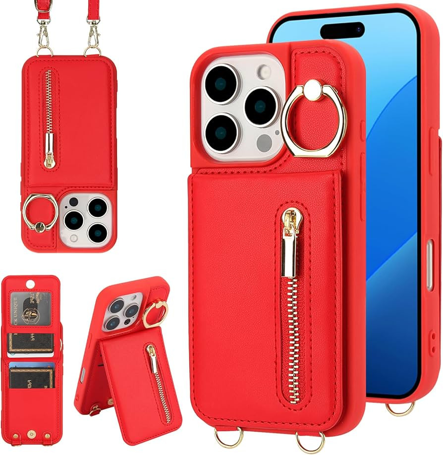 Crossbody Wallet Case for iPhone 16 Pro Max with Lanyard Strap Card Slot Holder RFID Blocking 360... | Amazon (US)