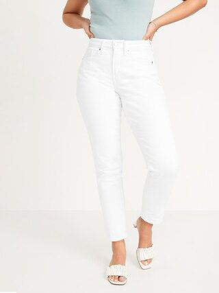 Curvy High-Waisted O.G. Straight White Ankle Jeans for Women | Old Navy (US)
