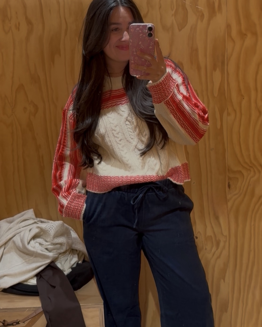 Red and cream sweater and wide leg jeans from
@american eagle. Sweater size S, pants size XS

#LTKootd #LTKHoliday #LTKgrwm