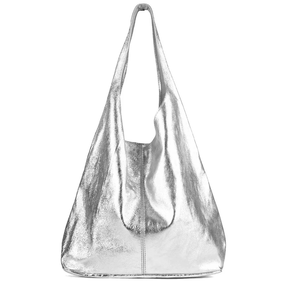 Silver Metallic Leather Hobo Shoulder Bag| | Debenhams UK