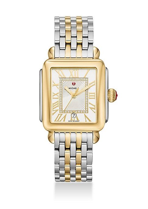 Deco Madison Diamond & Two-Tone Stainless Steel Bracelet Watch | Saks Fifth Avenue
