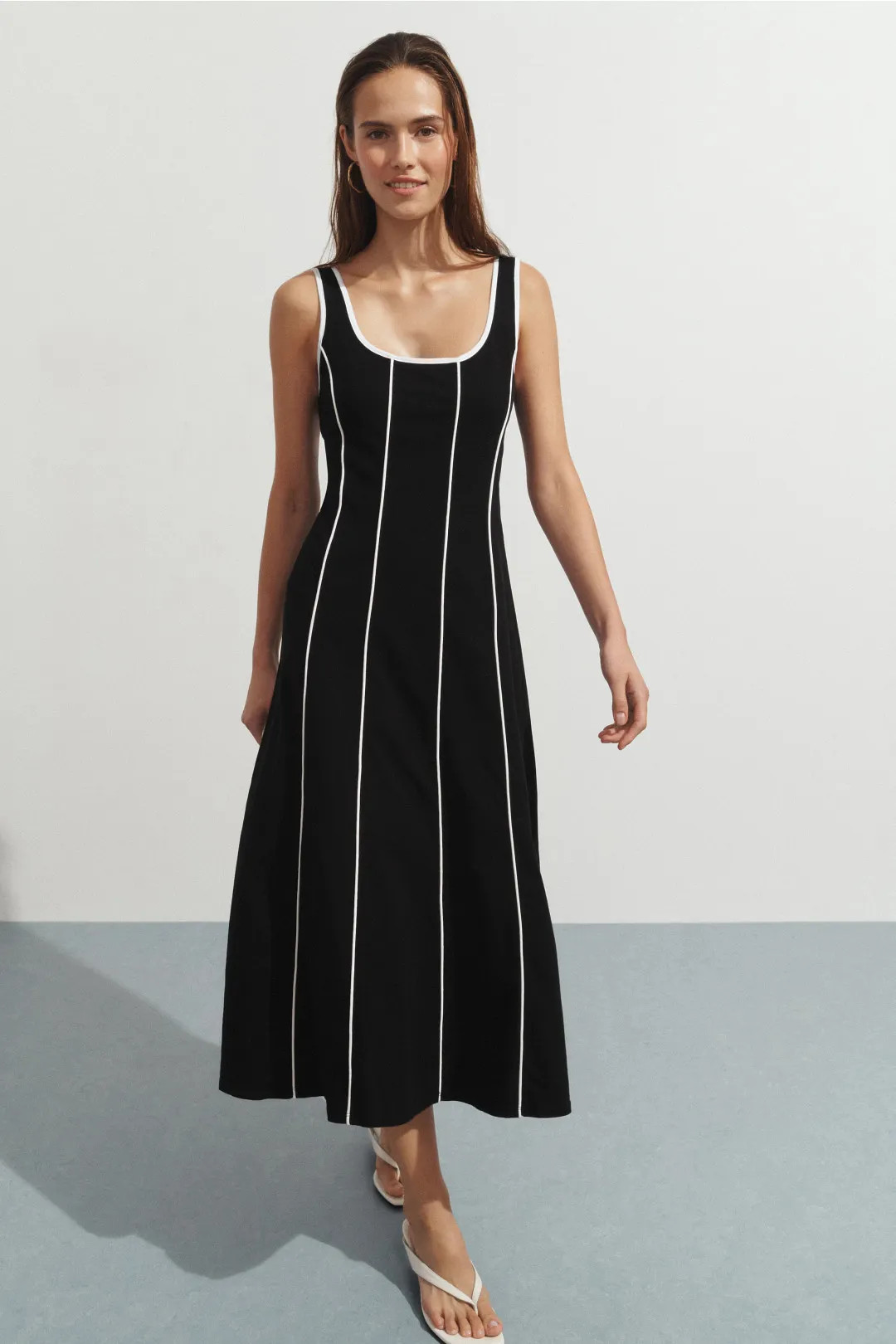 Sleeveless Midi Dress with Stitching | Rent the Runway