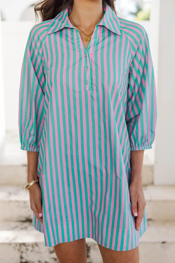 Extra Lovely Green Striped Shift Dress | The Mint Julep Boutique