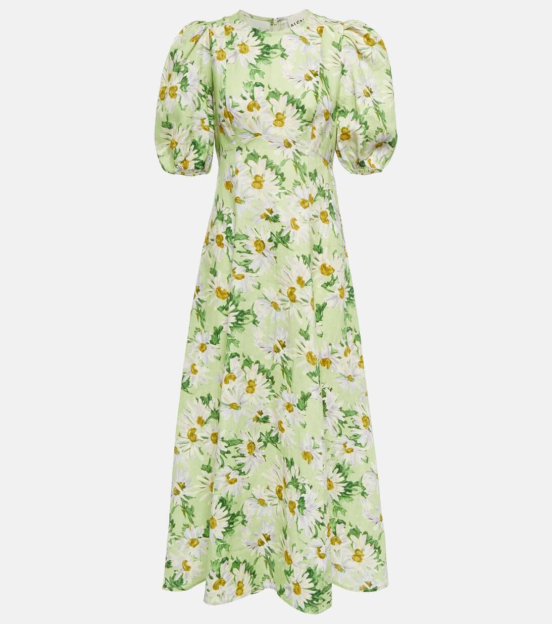 Astra floral linen midi dress | Mytheresa (UK)