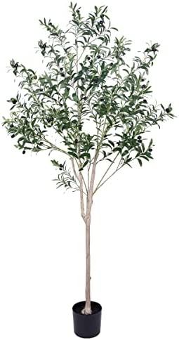 JUSTOYOU 6ft (71 in) Artificial Olive Tree, Faux Tree Indoor, Fake Tree Plant in Pot, Large Artif... | Amazon (US)