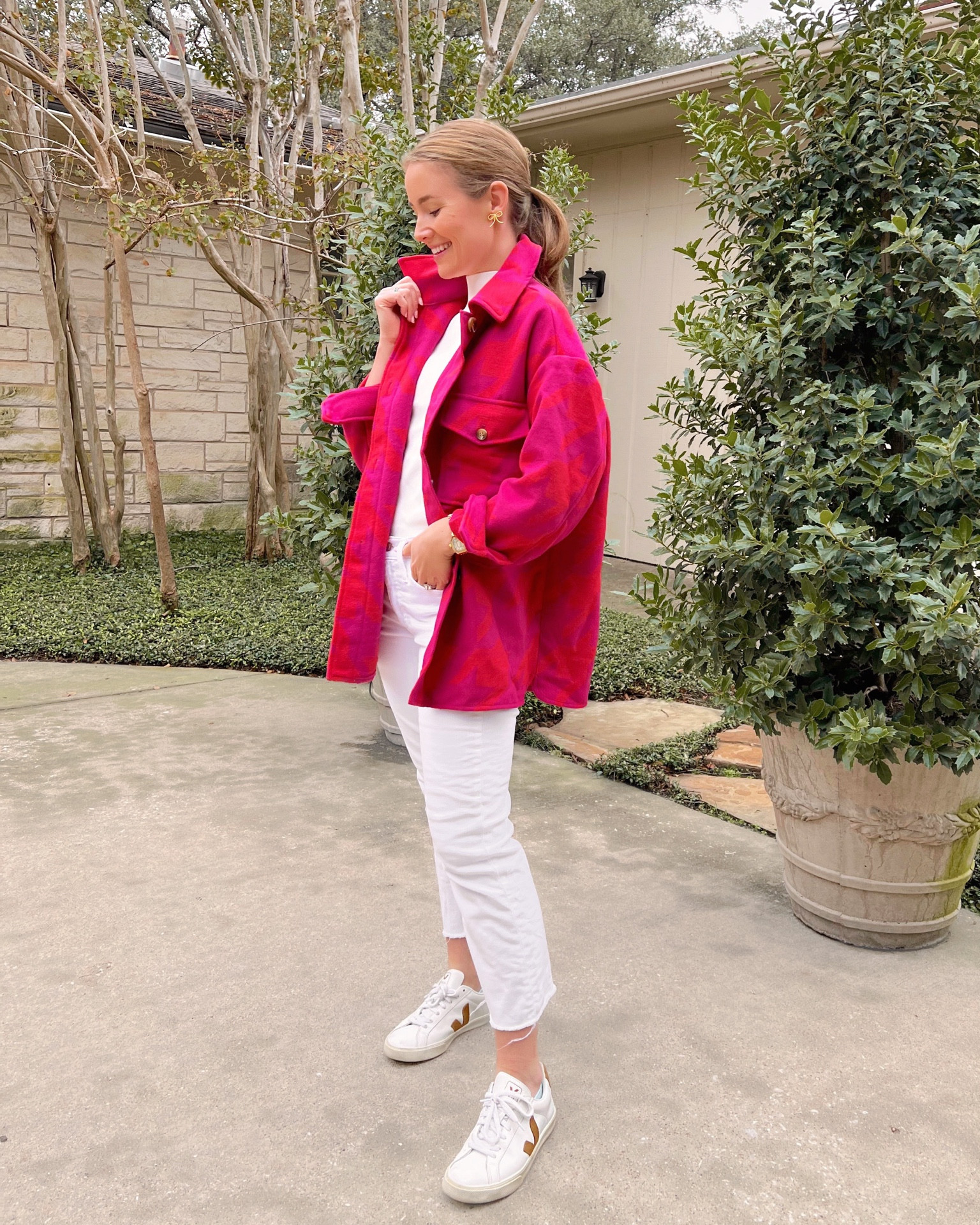 First time trying a shacket and I love! This cute pink and orange one is darling. Fits very oversized - wearing an XS. @walmartfashion #WalmartPartner