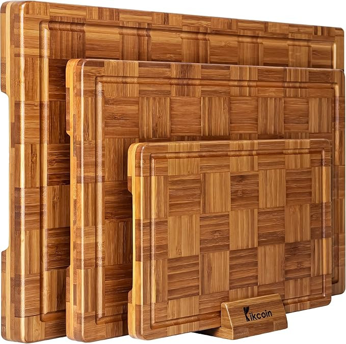 Extra Large Bamboo Cutting Boards, (Set of 3) Chopping Boards with Juice Groove Bamboo Wood Cutti... | Amazon (US)
