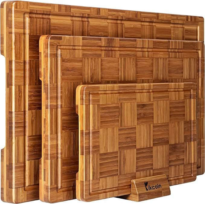 Extra Large Bamboo Cutting Boards, (Set of 3) Chopping Boards with Juice Groove Bamboo Wood Cutti... | Amazon (US)