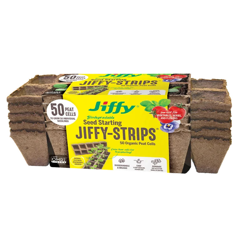 Jiffy-Strips Biodegradable Seed Starting Peat Strip (50 Pots), Has Drainage | Walmart (US)