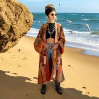 Boho Silk Kimono Duster Handmade Patchwork Festival Robe - Nina | Etsy (US)