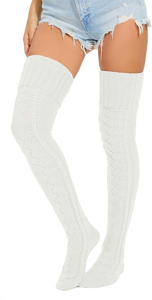 Leoparts Knitted Thigh High Socks for Women Extra Long Over the Knee Stockings Winter Leg Warmers | Amazon (US)