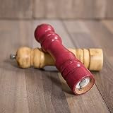Wooden salt and pepper grinder set, cardinal red - eggshell yellow rustic handpainted mills | Amazon (US)