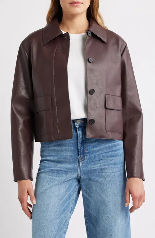 MANGO Sabina Faux Leather Jacket in Maroon at Nordstrom, Size Large | Nordstrom