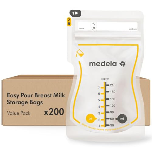 Medela Easy Pour Breast Milk Storage Bags, 200 Count, 7 oz/210 ml | Amazon (US)