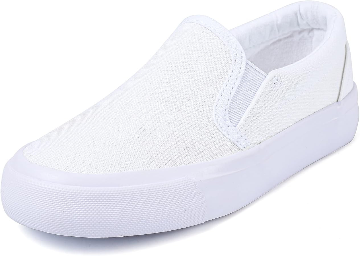 Boy's Girl's Toddlers Canvas Sneakers Slip-On Lightweight Kids White Sneakers Casual Skin-Friendl... | Amazon (US)