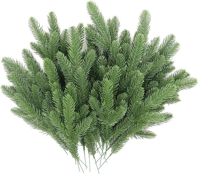 Hananona 50 Pcs Artificial Pine Branches Green Plants Pine Needles DIY Accessories for Garland Wr... | Amazon (US)