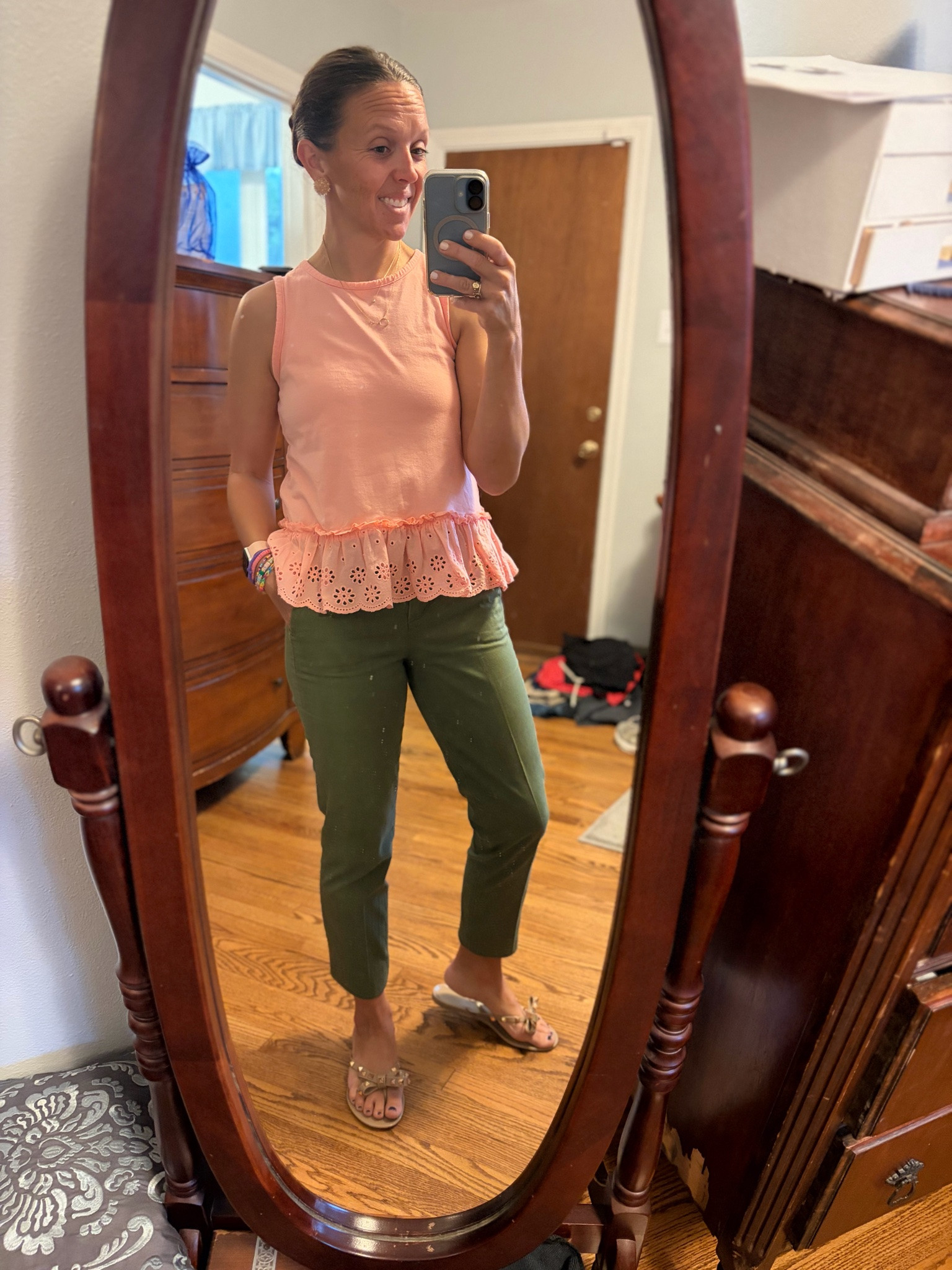 Ootd - old school @jcrew, always a win.  I’ve worn the sandals 3/5 days to school this week.  

#sandals #bowsandals #jellysandals #teacheroutfit @Quince

#LTKootd #LTKU #LTKOver40