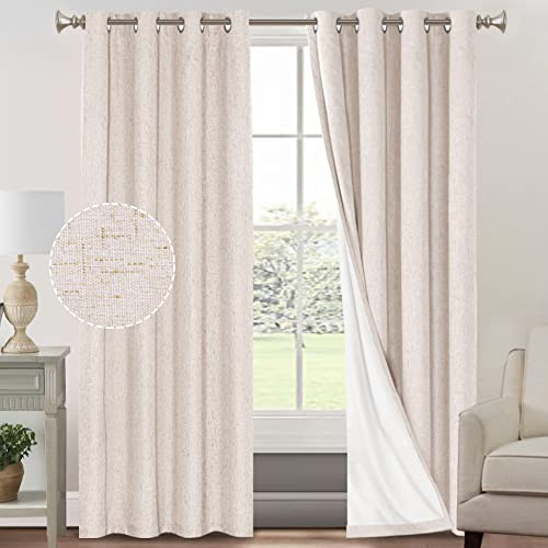 PrinceDeco Primitive Textured Linen 100% Blackout Curtains for Bedroom/Living Room Energy Saving ... | Amazon (US)