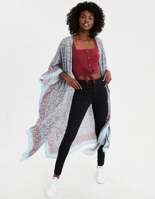 AEO Ditsy Floral Maxi Kimono | American Eagle Outfitters (US & CA)