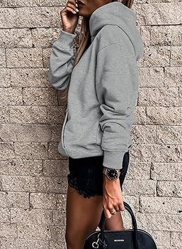 SHEWIN Women's Casual Hoodies Long Sleeve Solid Lightweight Pullover Tops Loose Sweatshirt with P... | Amazon (US)