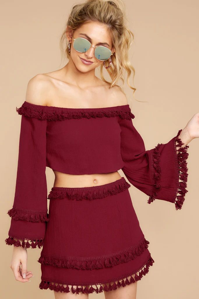 While I'm Around Burgundy Two Piece Set | Red Dress 