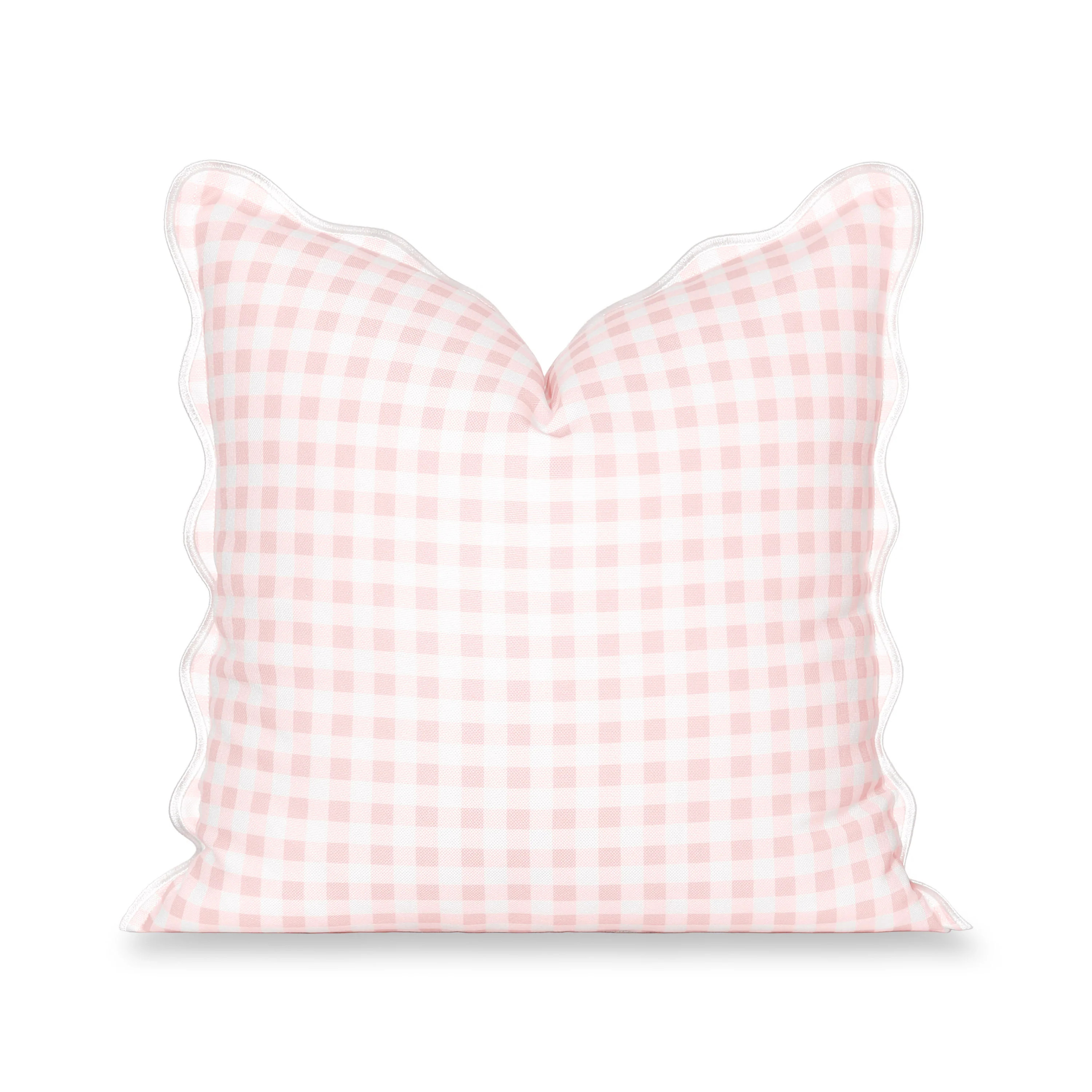 Lune, Indoor/Outdoor Pink Throw Pillow Cover, with Scalloped Border, 20 | Hofdeco