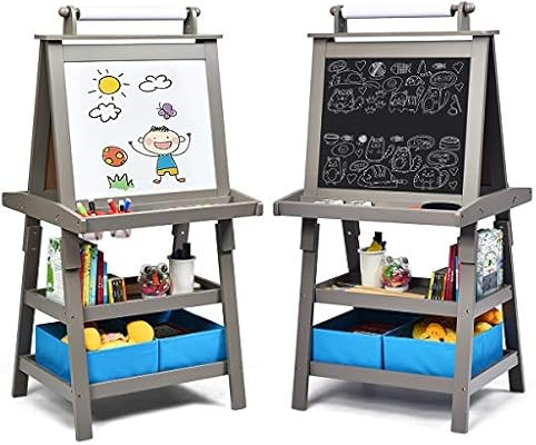 Costzon Kids Art Easel, 3 in 1 Double-Sided Storage Easel w/Whiteboard, Chalkboard & Paper Roll, ... | Amazon (US)