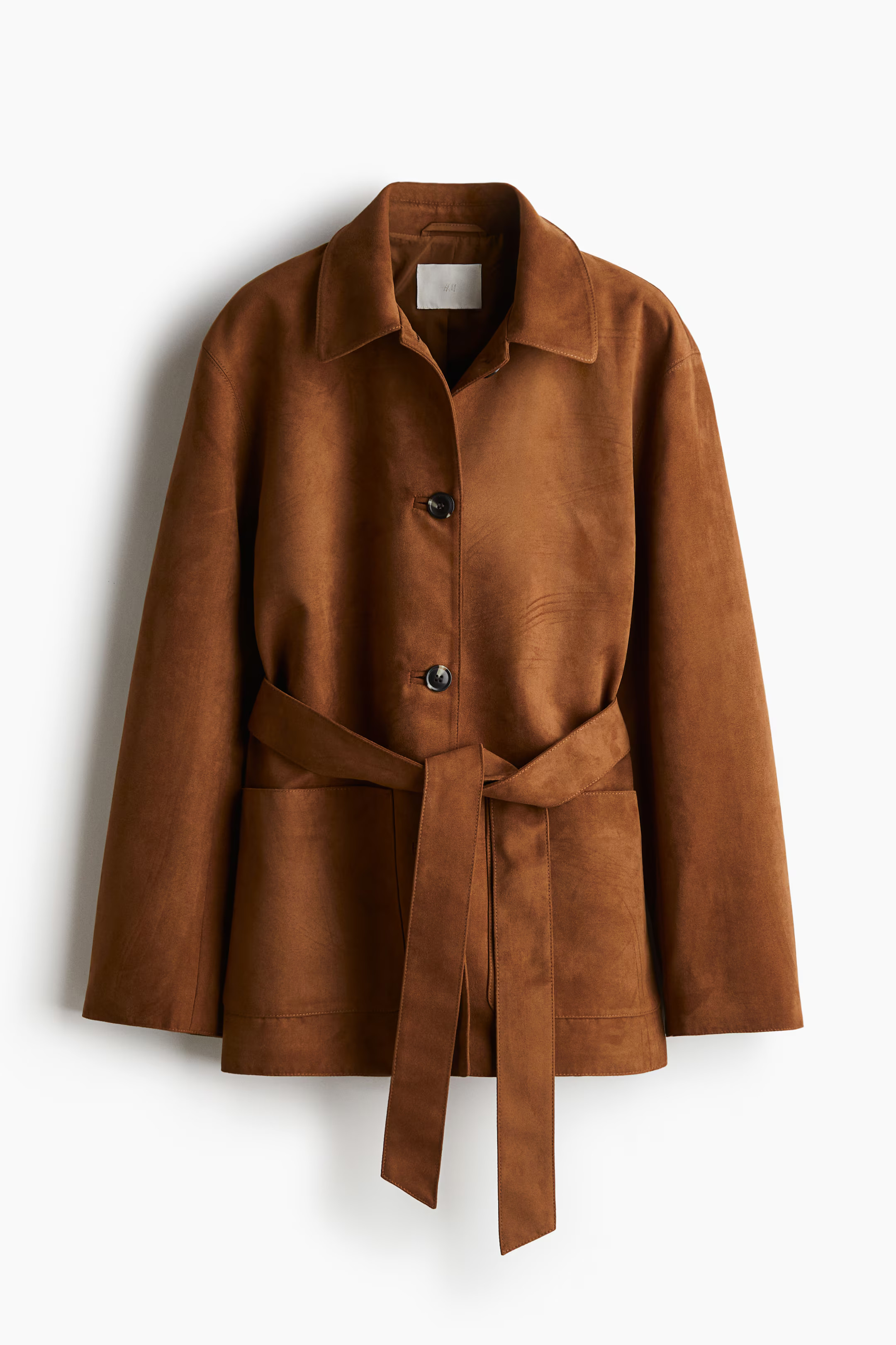 Napped tie-belt jacket | H&M (UK, MY, IN, SG, PH, TW, HK)