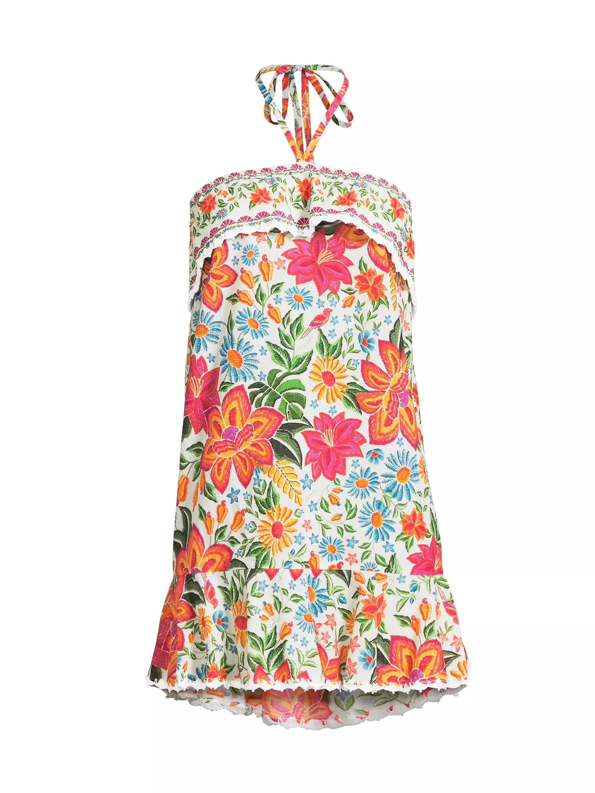Bloom Garden Cotton Halter Minidress | Saks Fifth Avenue