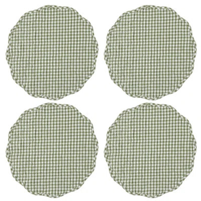 Gracie Oaks Farmhouse Set Of 4 Quilt Scalloped Placemat | Birch Lane