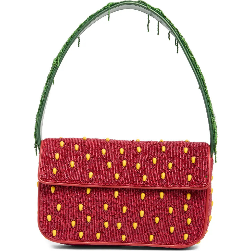 STAUD Tommy Beaded Shoulder Bag in Strawberry Dream at Nordstrom | Nordstrom