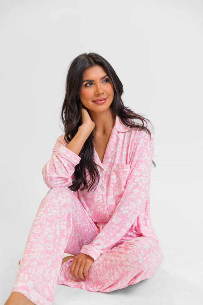 Good To Get Away In Kathy Floral Button Up Pajama Top FINAL SALE | Pink Lily