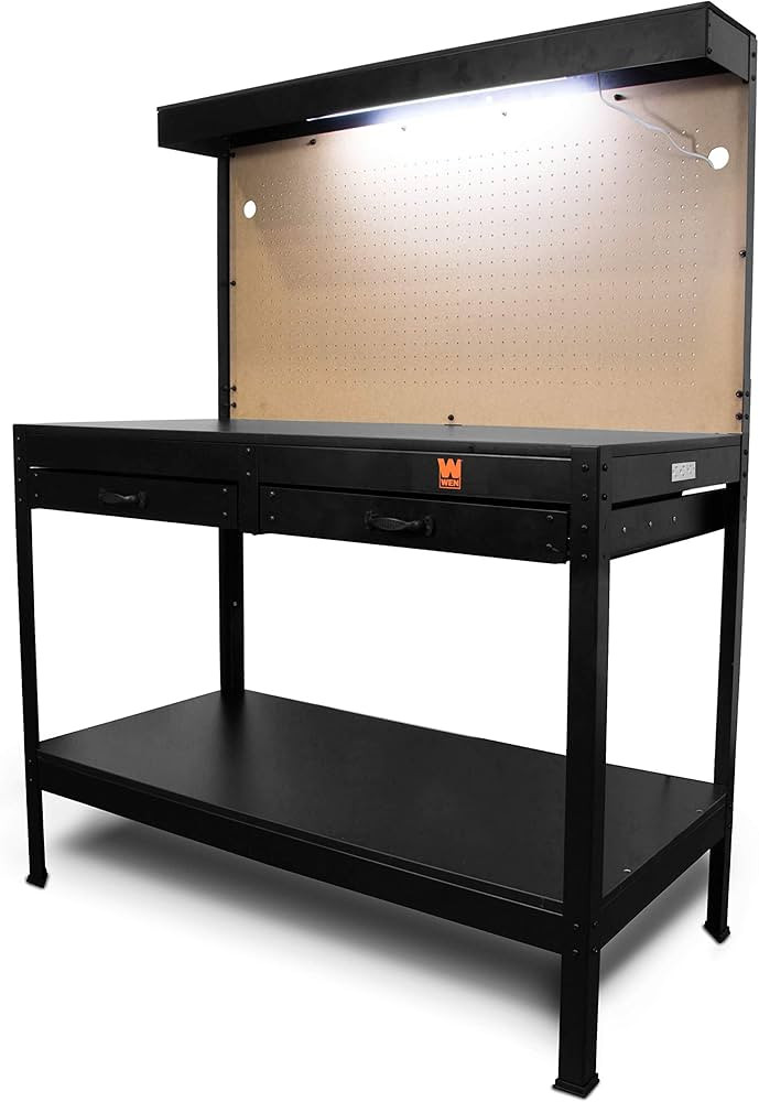 WEN WB4723T 48-Inch Workbench with Power Outlets and Light, Black | Amazon (US)