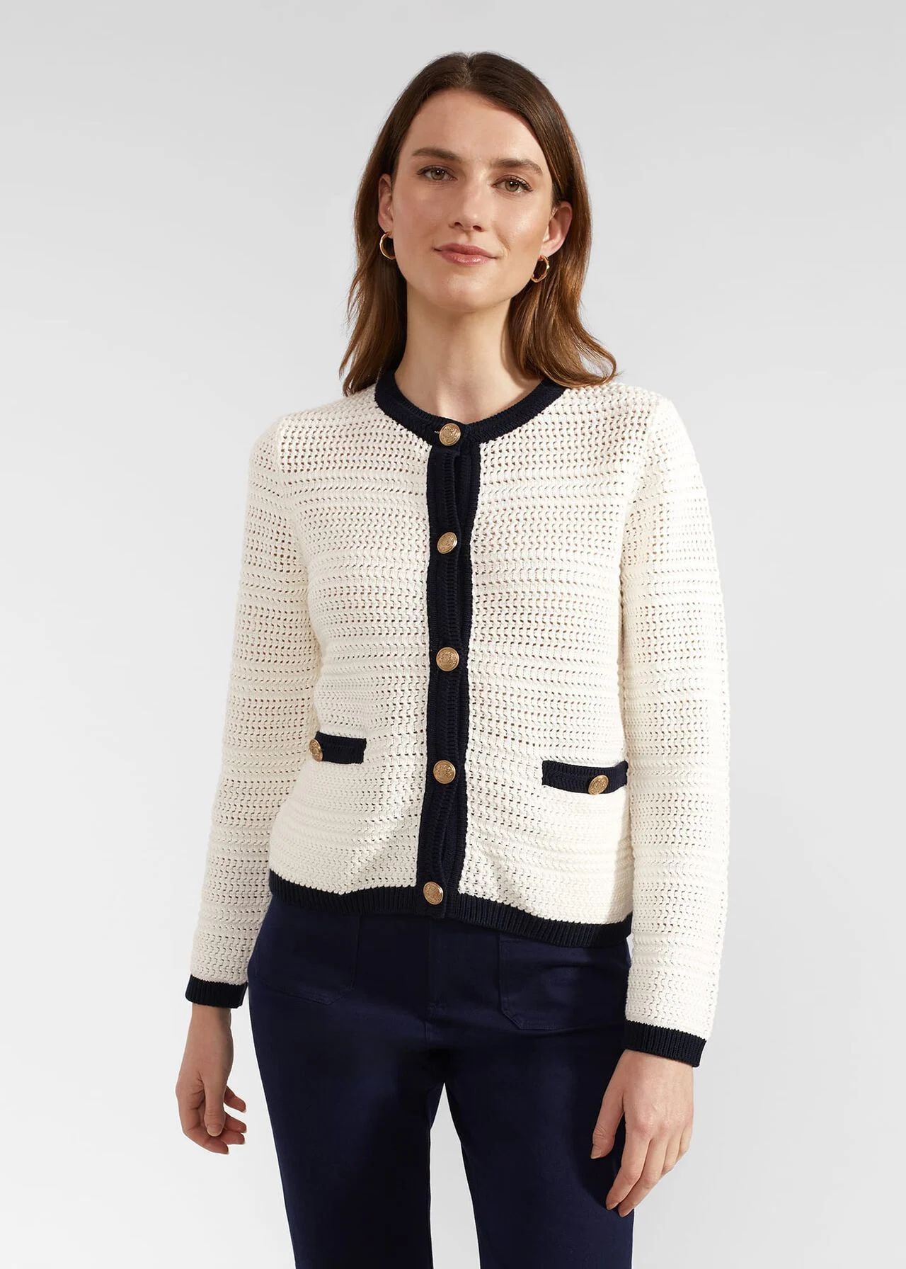 Nola Cotton Blend Knitted Jacket | Hobbs