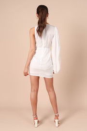 Toira One Shoulder Gathered Mini Dress - White | Petal & Pup (US)