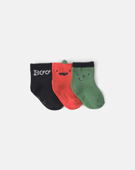 Baby 3-Pack Halloween Booties - Green/Black/Orange | Carter's | Carter's Inc
