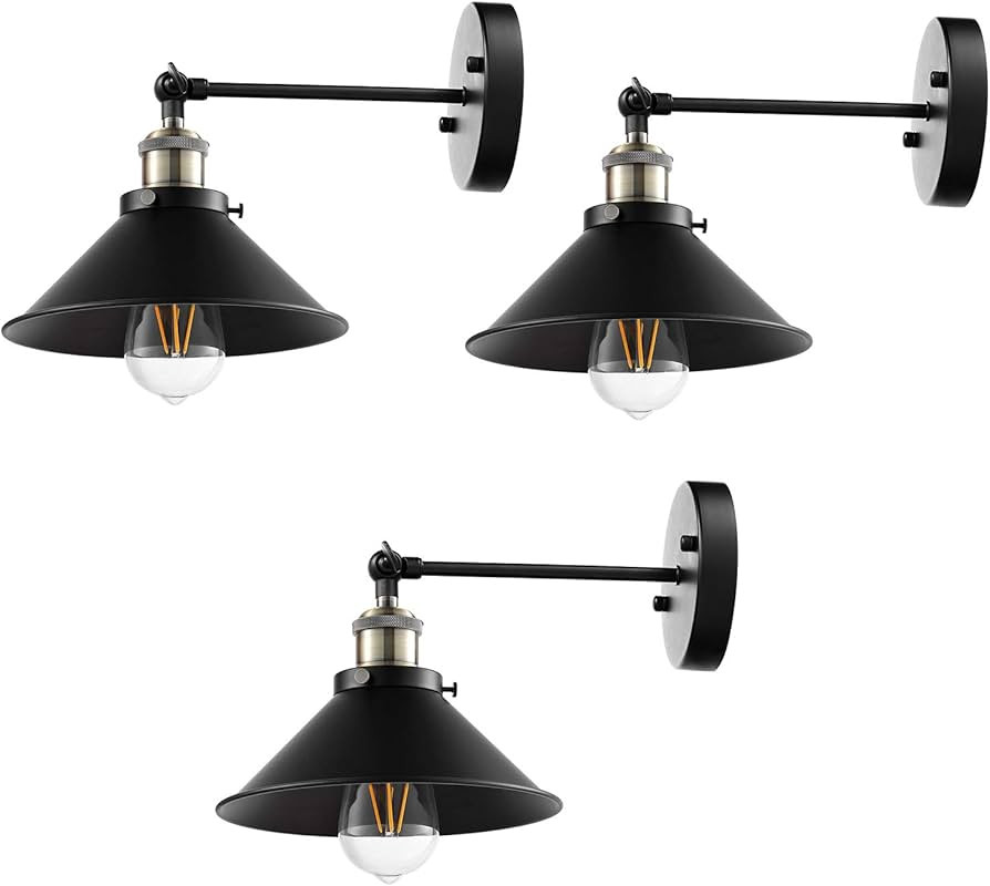 LABOREDUCER Wall Sconce Set of 3, Hardwired Industrial Wall Lamps, Vintage Sconces Wall Lighting ... | Amazon (US)