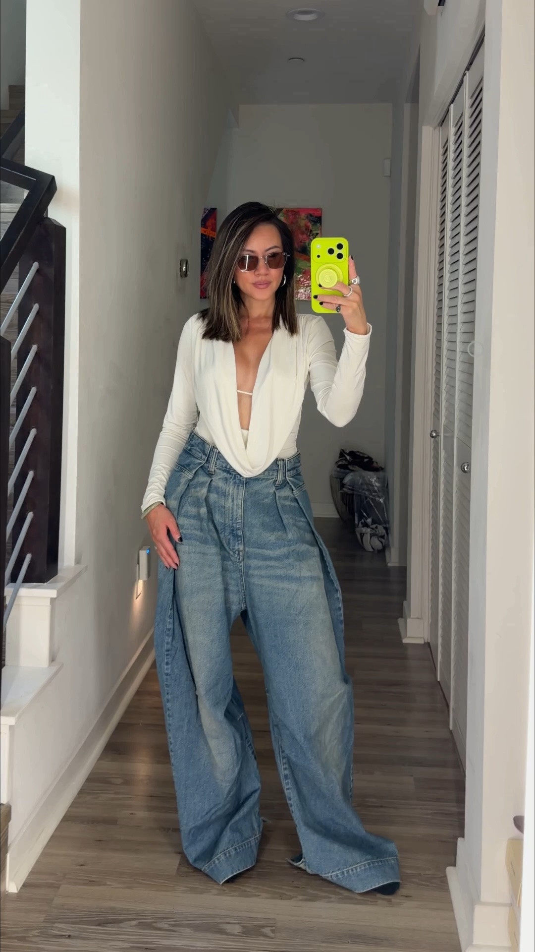 Concert outfit ideas 🎶 I found the coolest jeans in Tokyo! They were at a men’s store but it could be unisex. Love the pleating, denim color and how baggy it is. Wear what feels good to you. Styled with this sexy bodysuit that is currently on sale right now. Sunglasses are on sale from the Nordstrom Anniversary Sale. 

NSale, bodysuit, going out top, concert outfit, jeans, girls night out outfit, sunglasses, Ray Ban, sale, The Stylizt

#LTKdayinmylife #LTKootd #LTKSaleAlert