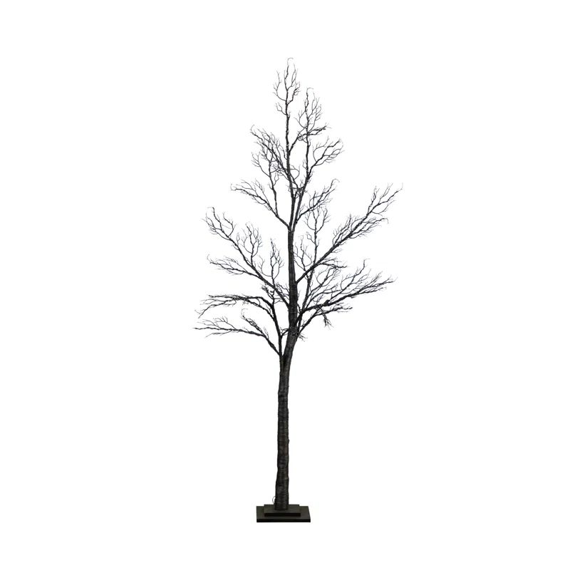 Primrue 6ft. Pre-Lit Halloween Minimalist Twig Artificial Fall Tree with 320 Orange and Purple LE... | Wayfair North America