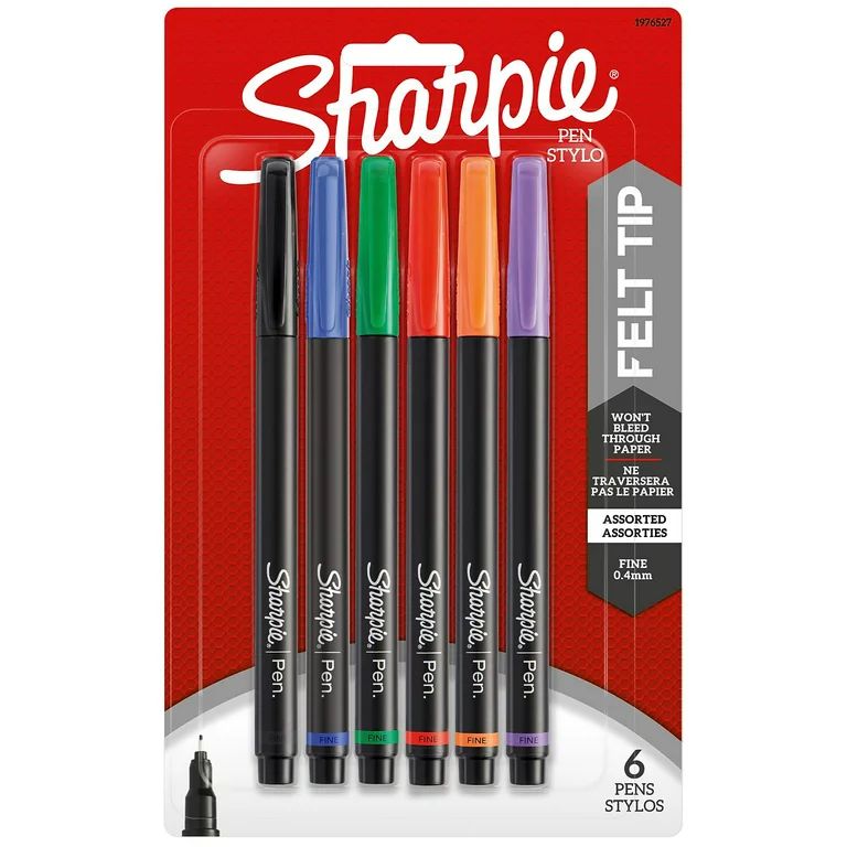 Sharpie Felt Pens Fine Point Assorted Ink 6/Pack (1976527) - Walmart.com | Walmart (US)