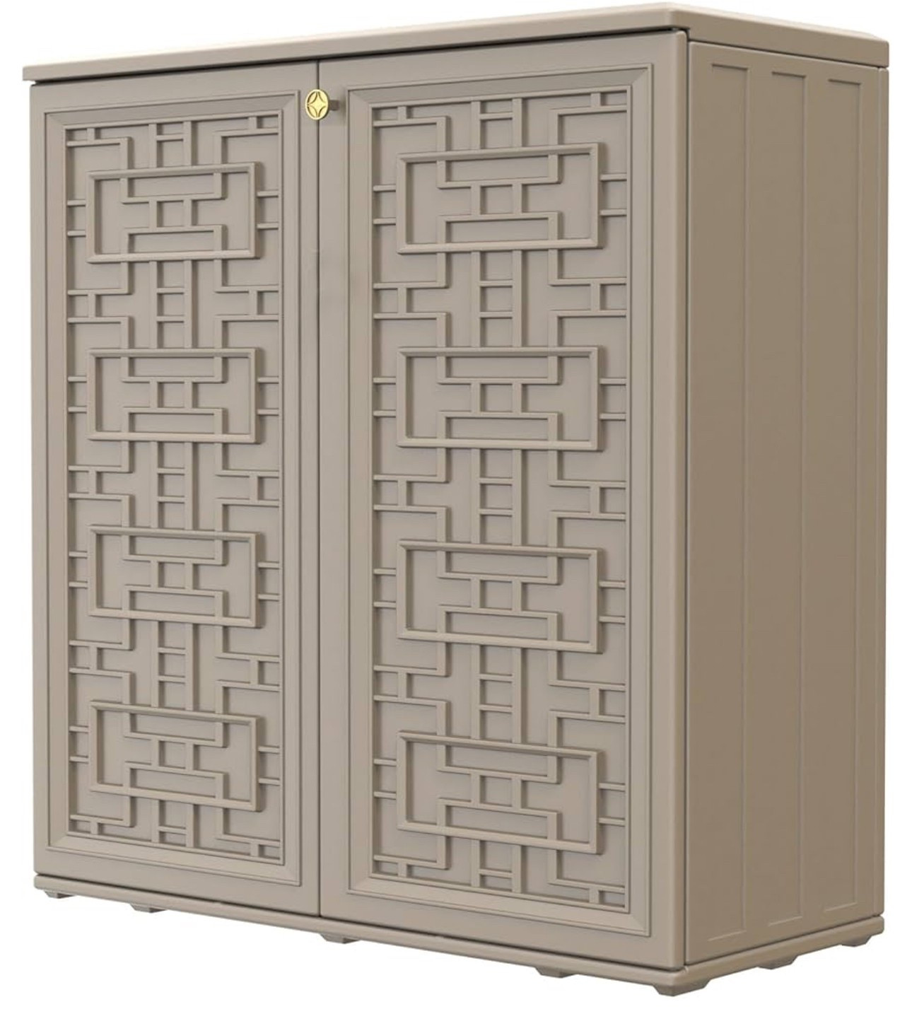 HOMSPARK Storage Shed Weather Resistance, Multi-Purpose Outdoor Storage Cabinet for Backyards and Patios, Horizontal Storage Shed for Lawnmower, Patio Accessories (Coffee $, 10 cu.ft)

#LTKHome