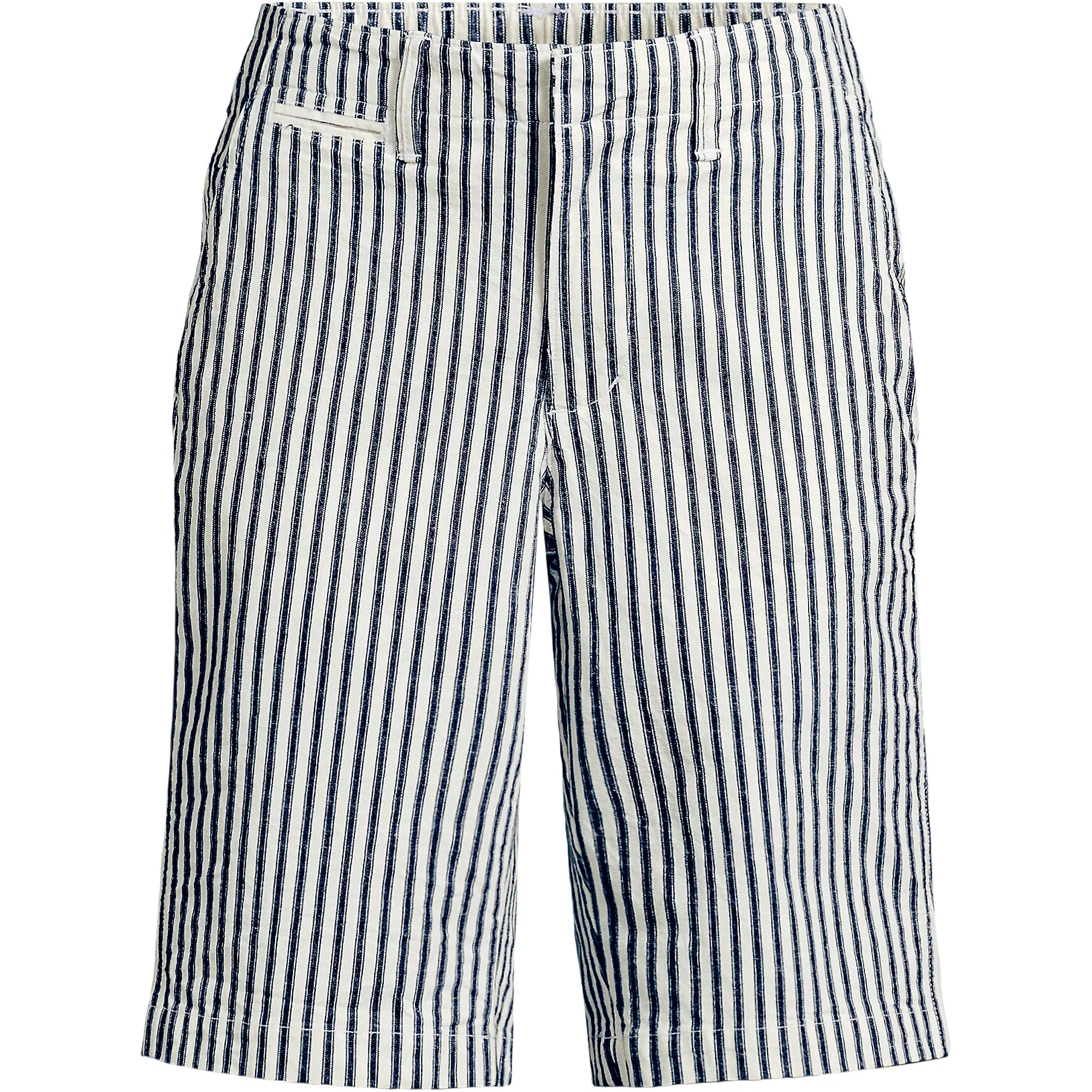 Women's Elastic Back Classic 12" Chino Oxford Stripe Shorts | Lands' End (US)