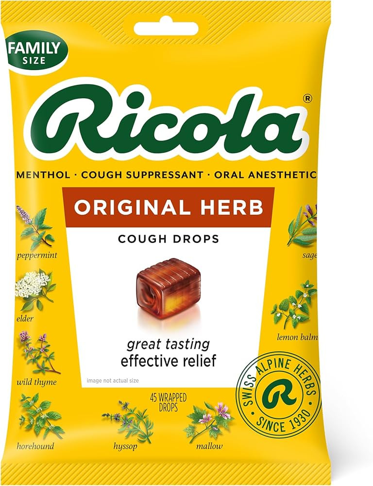 Ricola Original Herb Cough Drops, 45 Count, Cough Suppressant & Throat Relieving Drops with Natur... | Amazon (US)