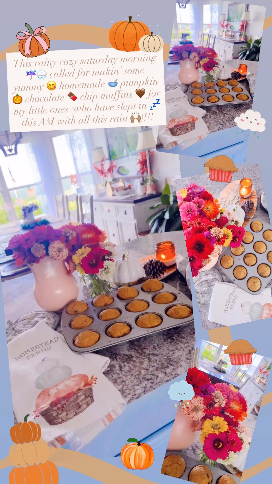 This rainy cozy saturday morning ☔️🌧️ called for makin’ some yummy 😋 homemade 🥣 pumpkin 🎃 chocolate 🍫 chip muffins 🤎 for my little ones (who have slept in 💤 this AM with all this rain 🙌🏽)!!!