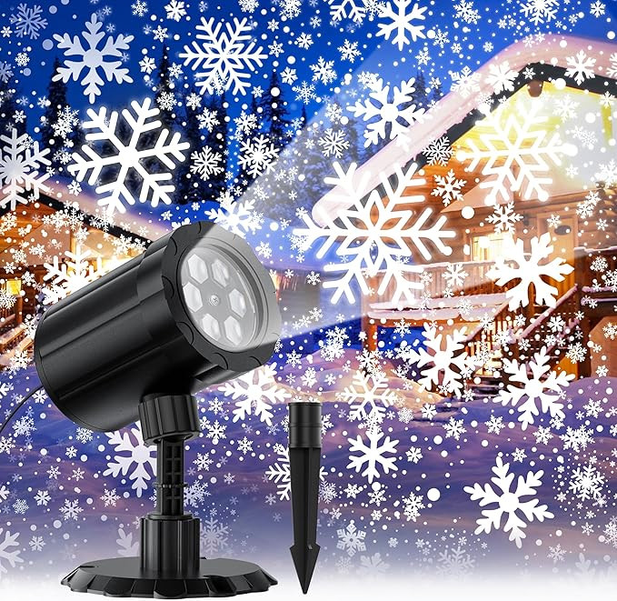 Christmas Projector Lights Outdoor, GUSODOR Dynamic Snowflake Projector IP65 Waterproof Snow Proj... | Amazon (US)